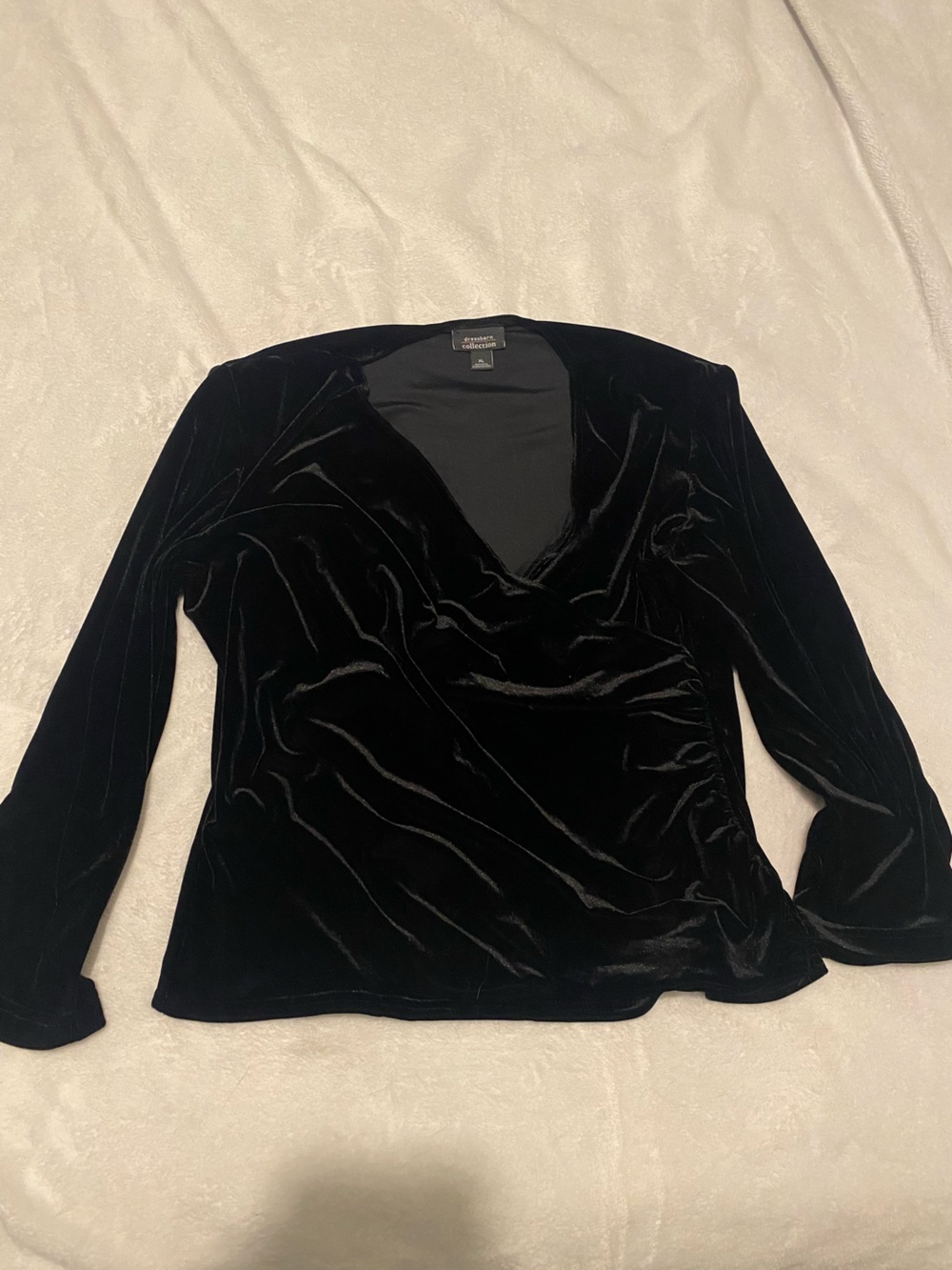 dressbarn Black Velvet V-Neck Top